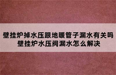 壁挂炉掉水压跟地暖管子漏水有关吗 壁挂炉水压阀漏水怎么解决